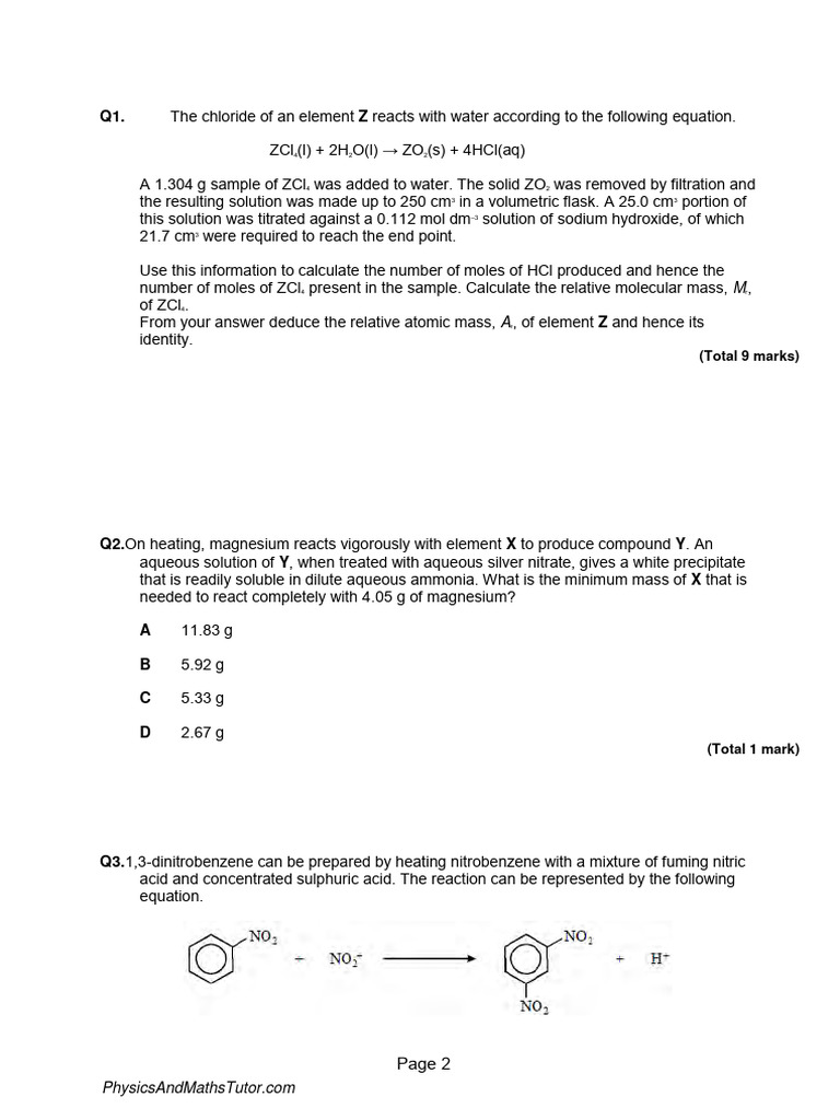Chemistry Calculations and Reactions | PDF | Acid | Hydroxide