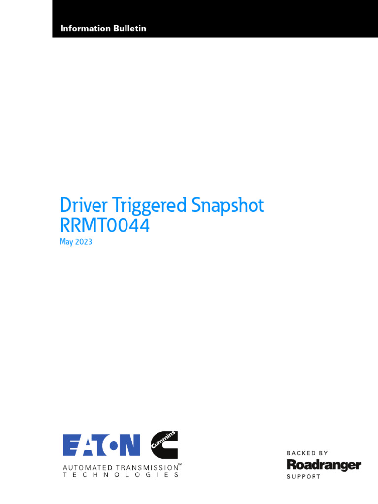 Driver Triggered Snapshot Information Bulletin rrmt0044 PDF Computer Science Computer
