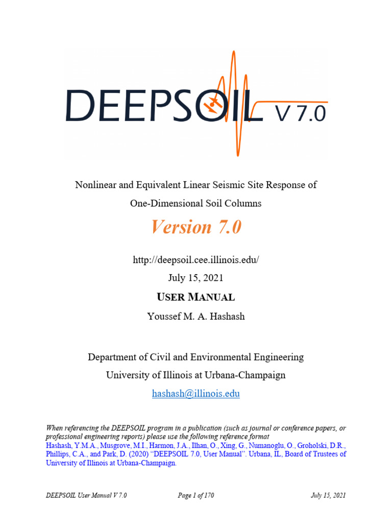 DEEPSOIL 7.0 User Manual | PDF | Spectral Density | Damping
