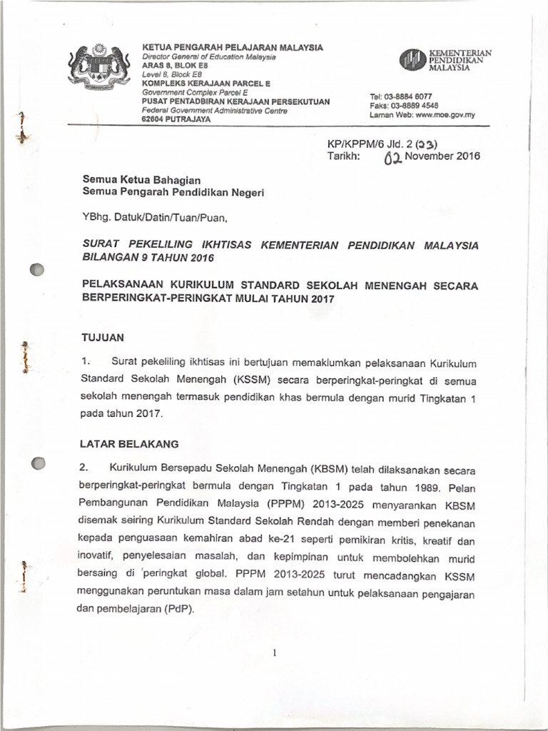 Pekeliling KSSM RBT | PDF