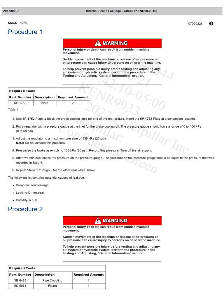 Internal Leakeage Procedure Check 777G | PDF | Leak | Machines