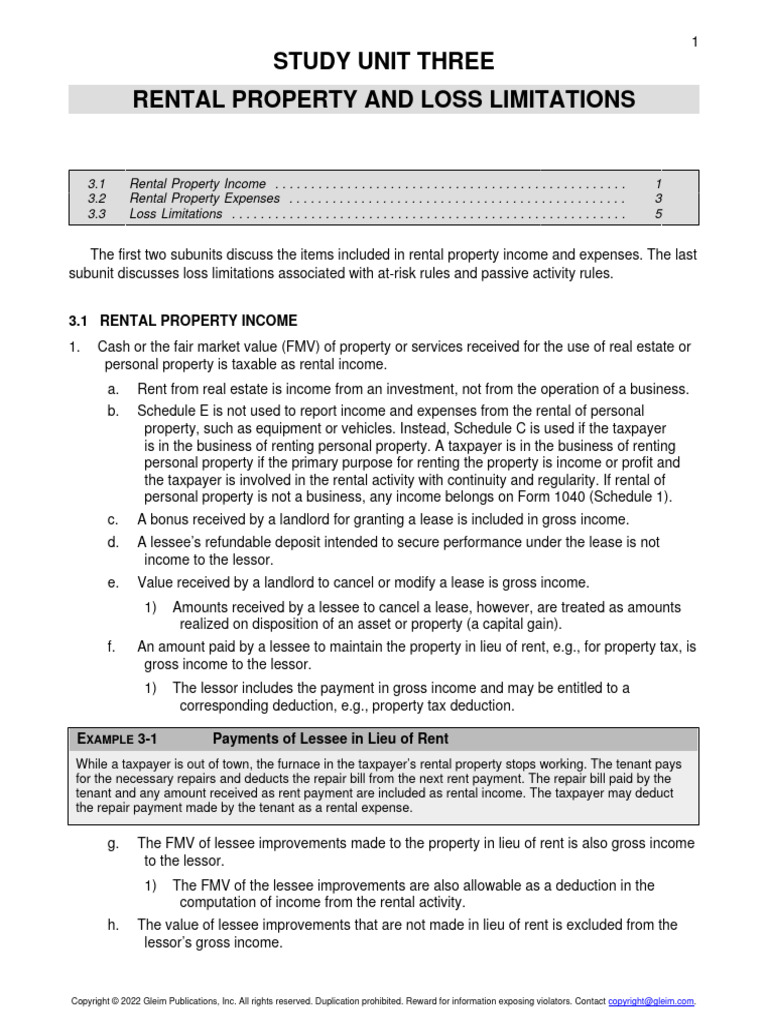 EA EA2 SU3 Outline | PDF | Lease | Tax Deduction