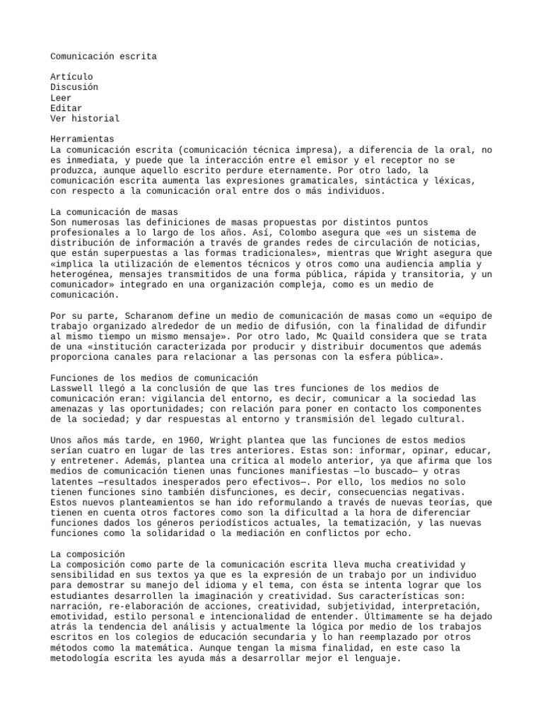 Comunicación Escrita Pdf