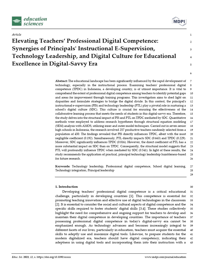 Enhancing Teacher Digital Competence in Indonesia | PDF | Leadership ...