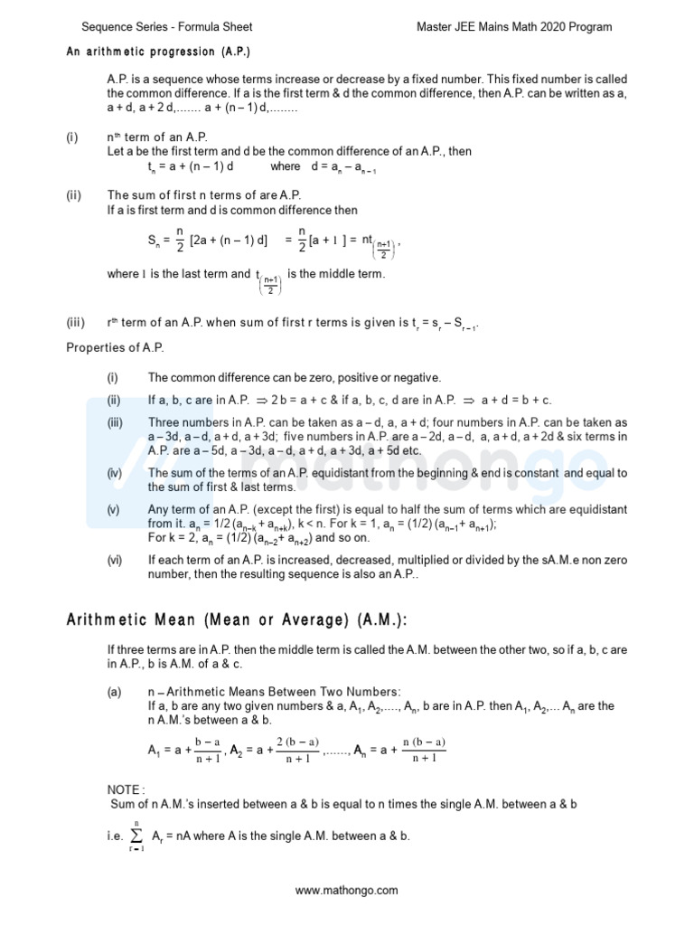 Arithmetic and Geometric Progressions Guide | PDF