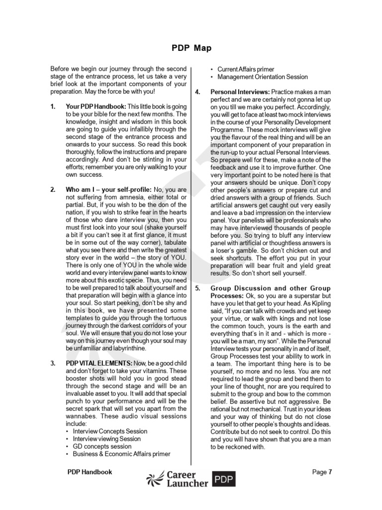 PDP Handbook for Career Success | PDF | Thought | Essays