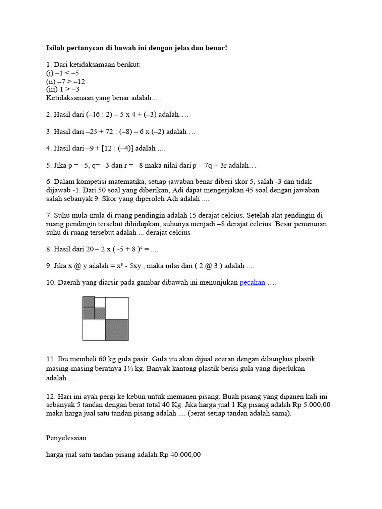 Soal Ulangan Tiap KD | PDF