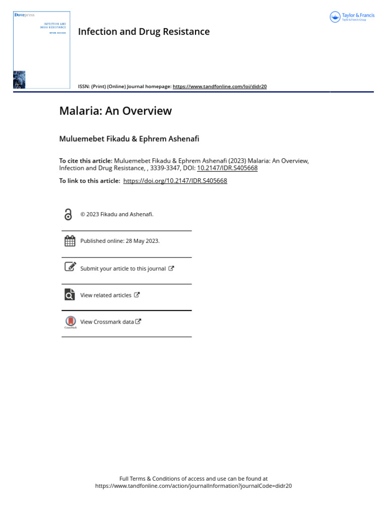 Malaria An Overview | PDF | Malaria | Plasmodium Falciparum