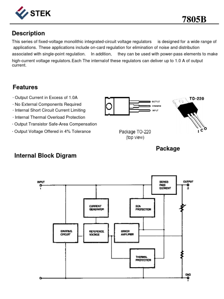 7805B Voltage Regulator Overview | PDF