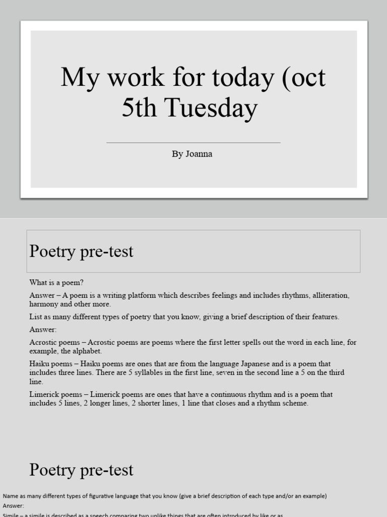 Poetry Types and Figurative Language Guide | PDF | Poetry