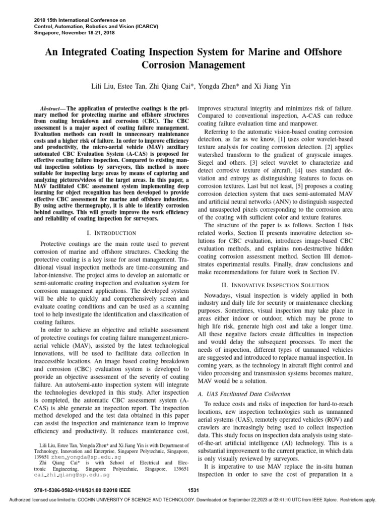 Automated Marine Coating Inspection System | PDF | Image Segmentation ...