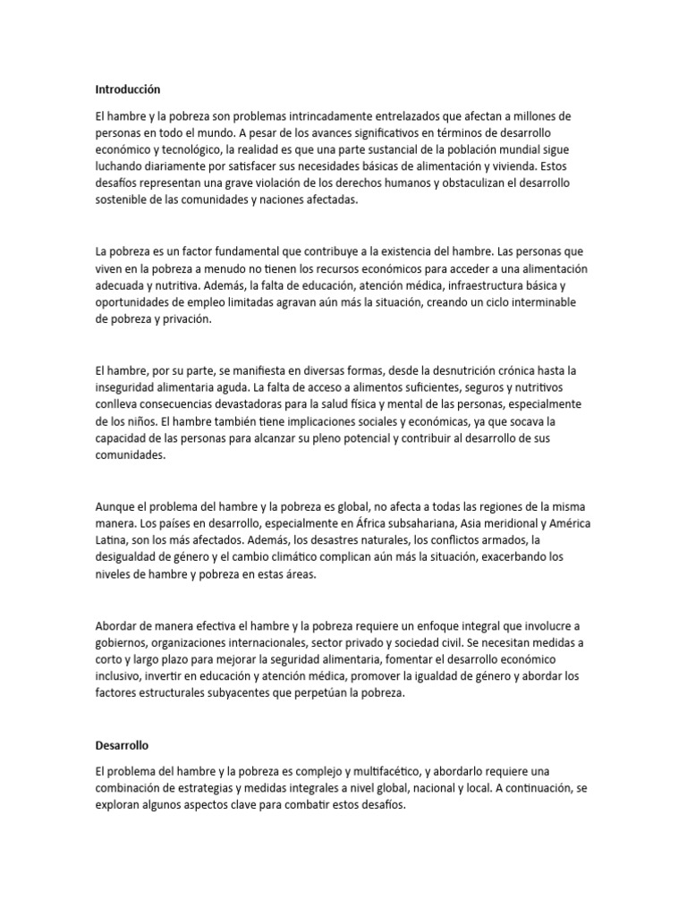 Abordando el Hambre y la Pobreza Global | PDF | Hambre | Pobreza