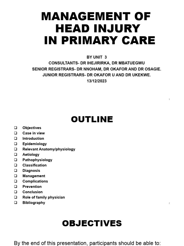 Management of Head Injury in Primary Care | PDF | Traumatic Brain ...