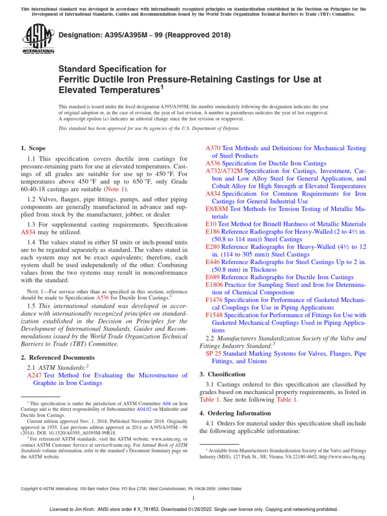 Ferritic Ductile Iron Pressure-Retaining Castings For Use at Elevated ...