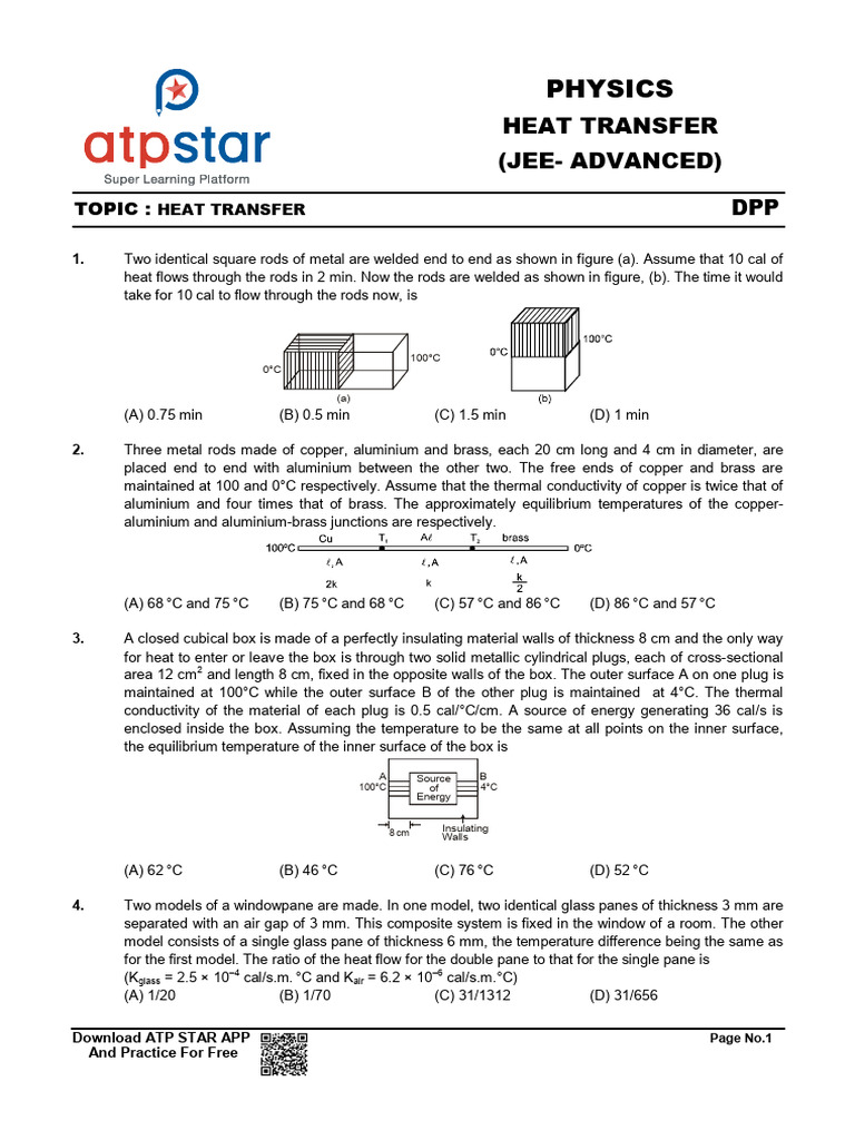 Heat Transfer Problems for JEE Advanced | PDF | Scientific Phenomena ...