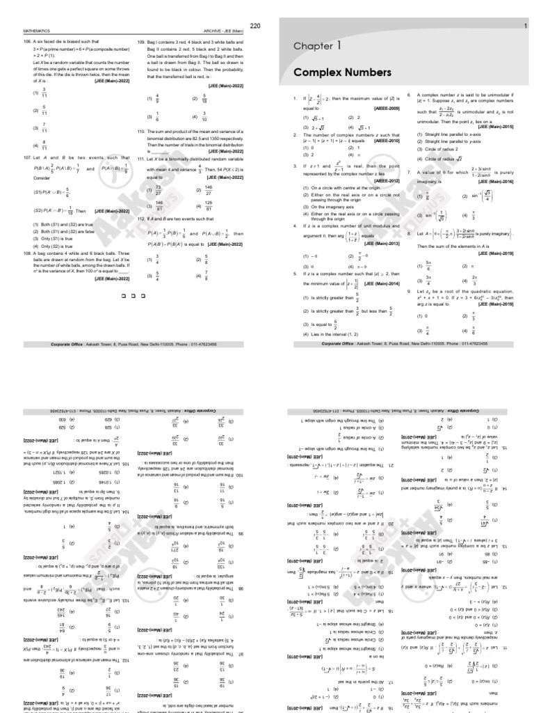 Jee Mains Maths | PDF | Probability Distribution | Variance