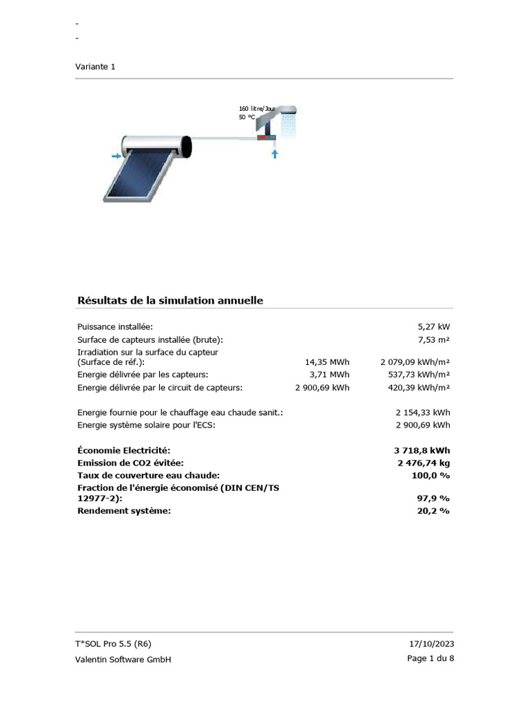 Simulation solaire thermique T*SOL Pro 5.5 | PDF | Sciences et ...