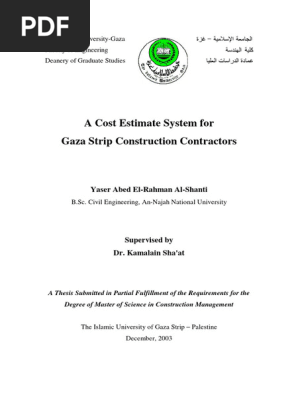A Cost Estimate System for Gaza Strip Construction Contractors