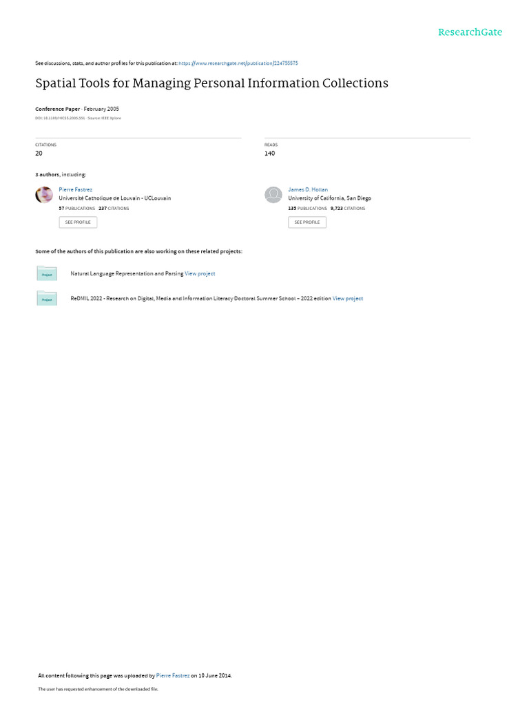 Spatial Tools For Managing Personal Information Co PDF Metadata Information