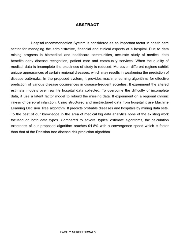Disease Prediction and Hospital Recommendation Using Machine Learning ...