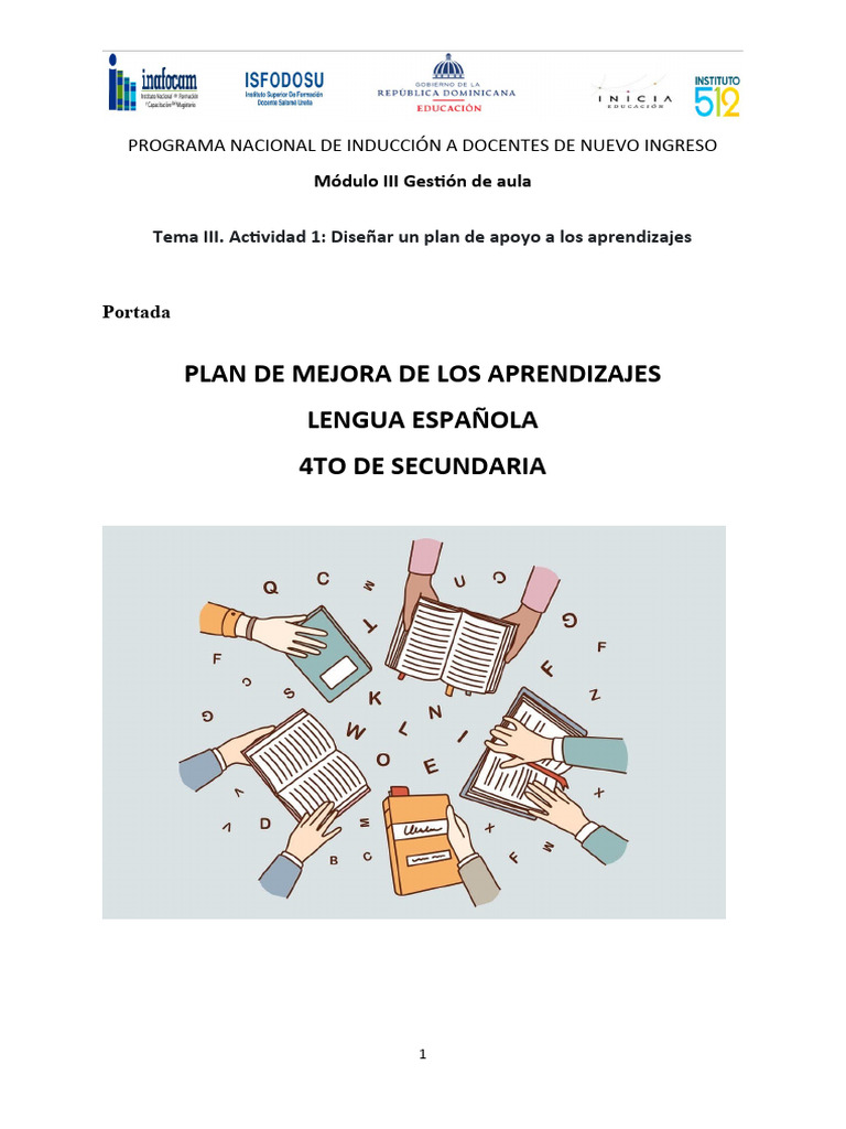Plan de Mejora en Lengua Española | PDF | Evaluación | Aprendizaje