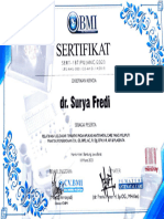 Sertifikat Pelatihan USG DR - Surya Fredi