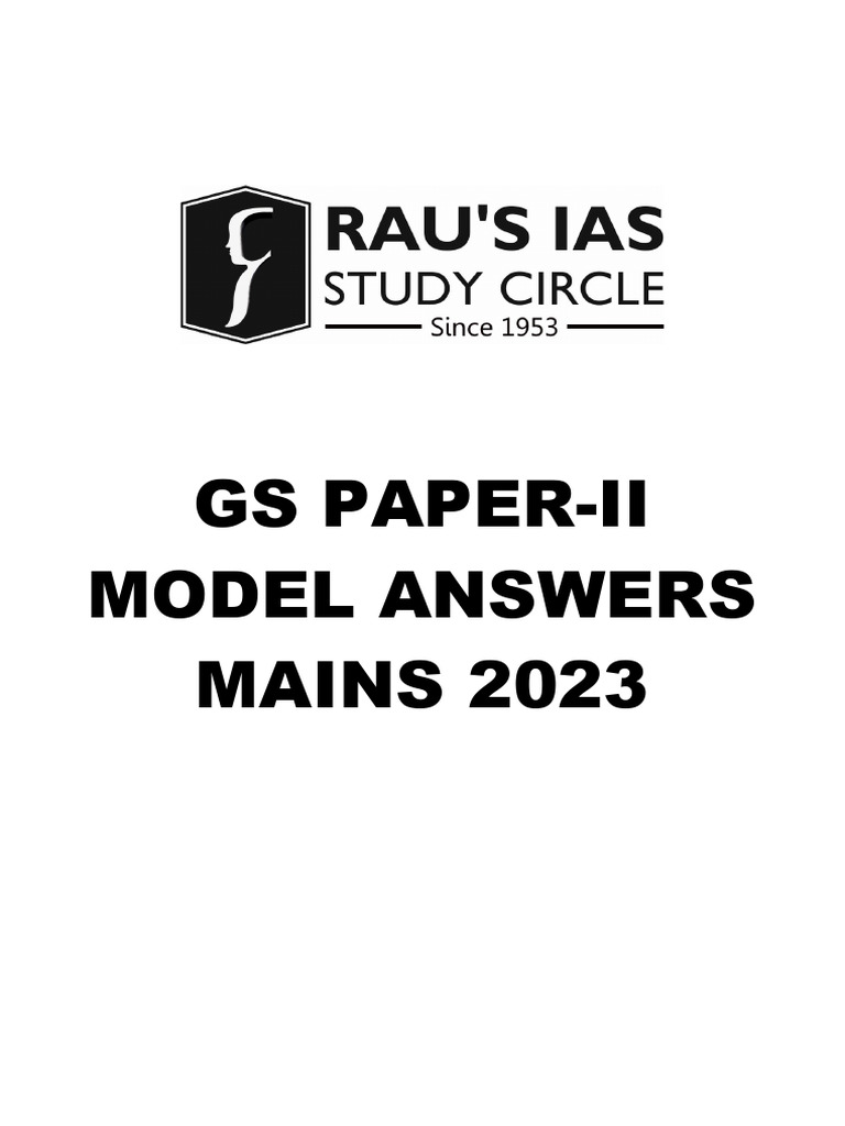 Upsc Mains 2023 Gs Paper II Model Answer Web | PDF | Legal Aid | Taxes