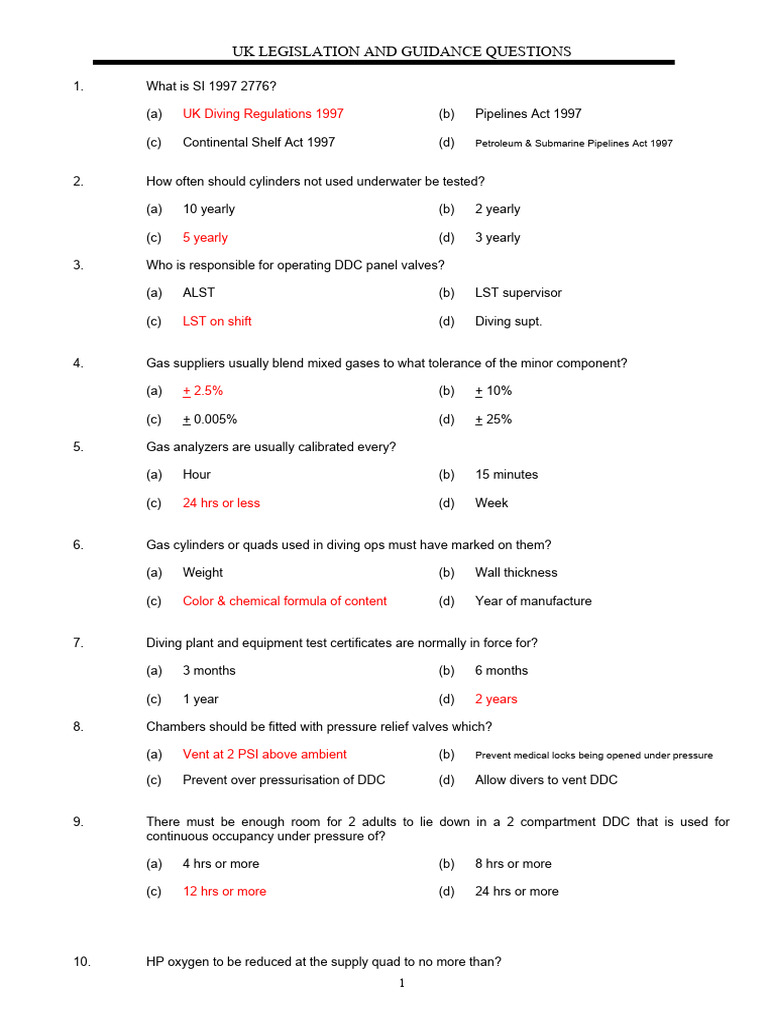 UK Diving Regulations and Safety Guidelines | PDF | Underwater Diving ...