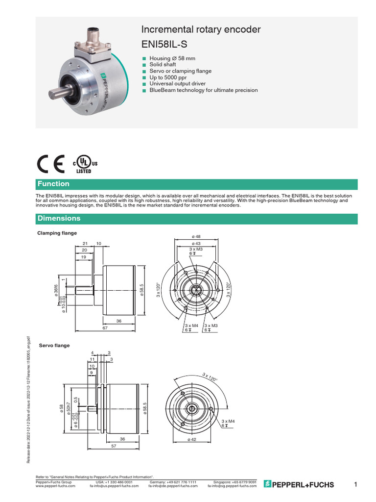 Incremental Rotary Encoder ENI58IL-S | PDF | Geometric Measurement | Length