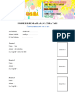 Formulir Pendaftaran Lomba Tari