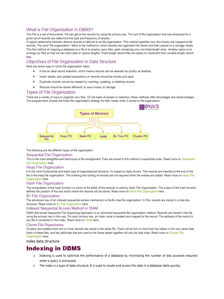 10 File Organization in DBMS | PDF | Database Index | Databases