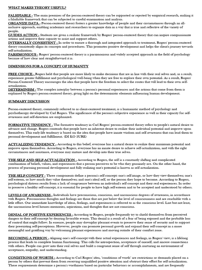 Roger's Theory | PDF | Self Concept | Psychotherapy