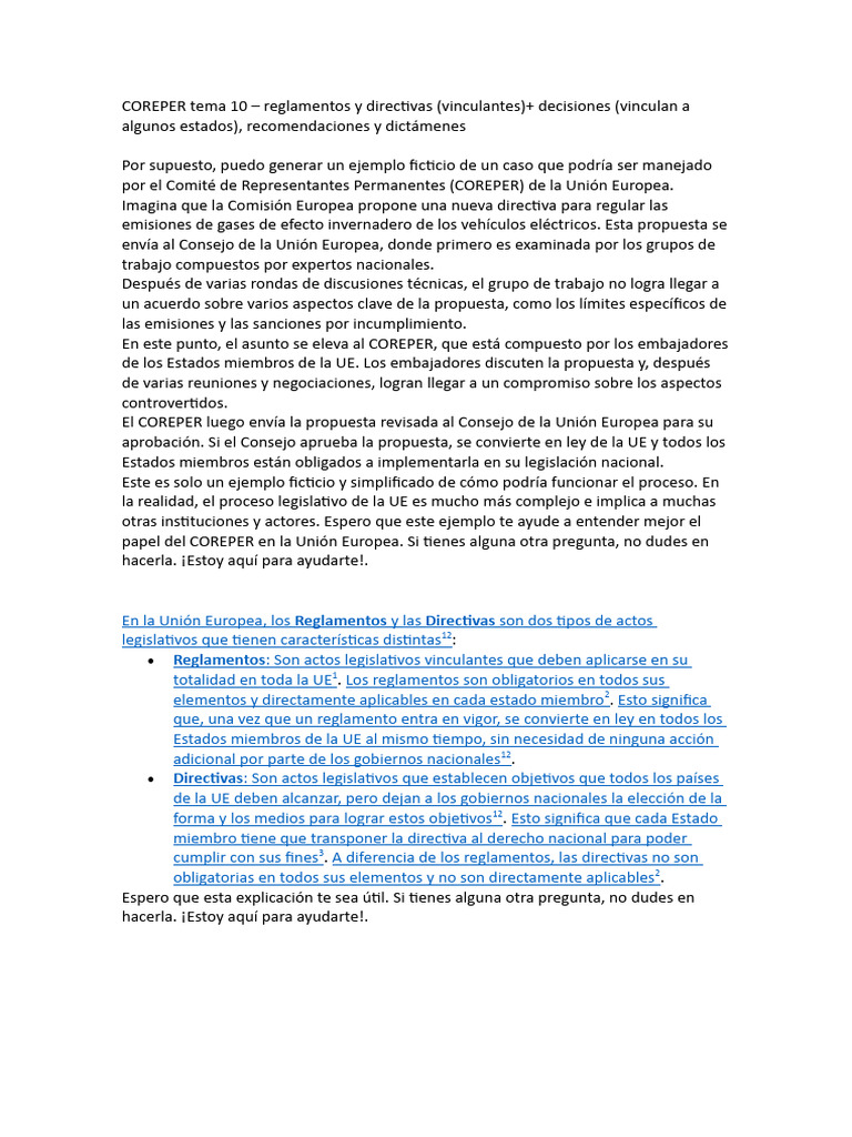 COREPER y su rol en la legislación UE | PDF | Estado miembro de la ...