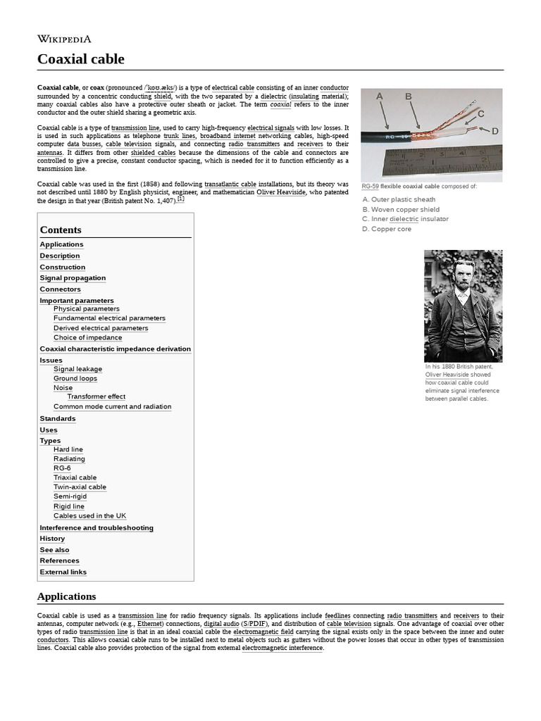 Coaxial Cable | PDF