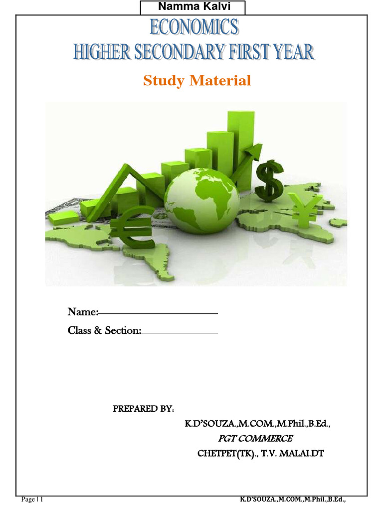 11th Std Economics Study Material Guide | PDF | Economics | Macroeconomics