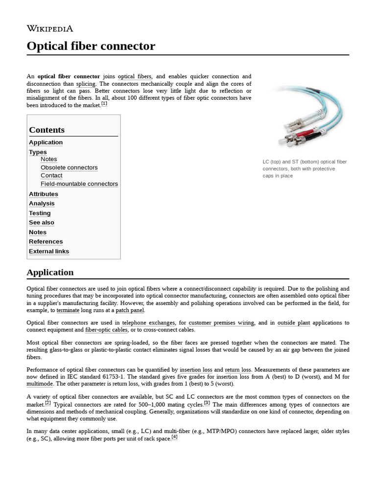 Optical_fiber_connector PDF Optical Fiber Equipment