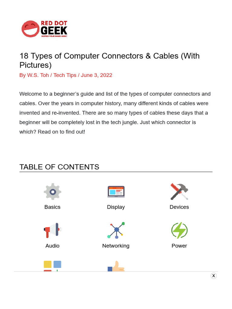 18 Types of Computer Connectors & Cables (With Pictures) | PDF