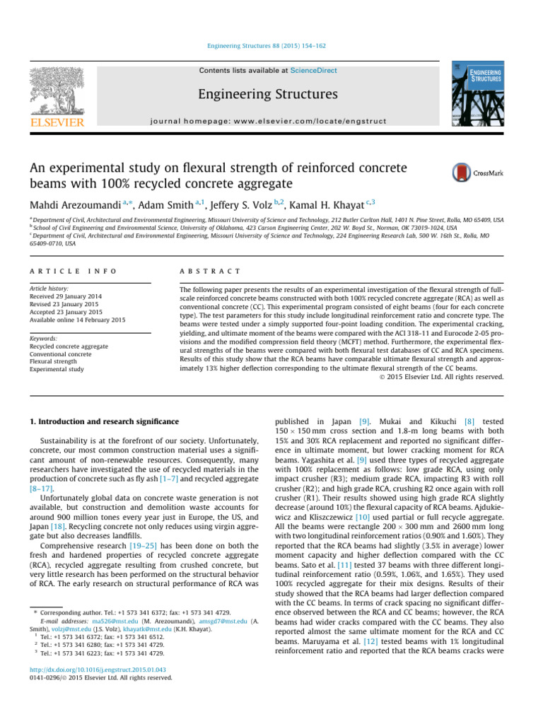 Flexural Strength of RCA Concrete Beams | PDF | Strength Of Materials ...