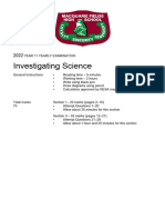 MFHS 2022 Year 11 Investigating Science Exam