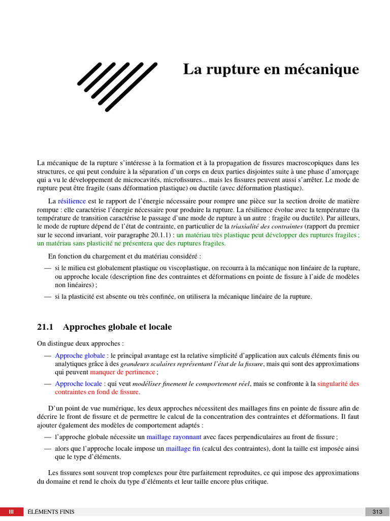 La Rupture en Mécanique: 21.1 Approches Globale Et Locale | PDF ...