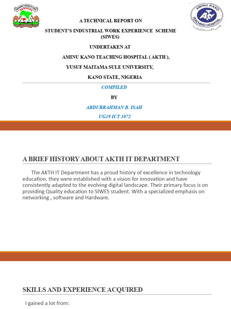 B.isah Siwes Slides Documentation | PDF