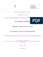 Université de Toulouse Programme de Formation L3 Science de La Terre