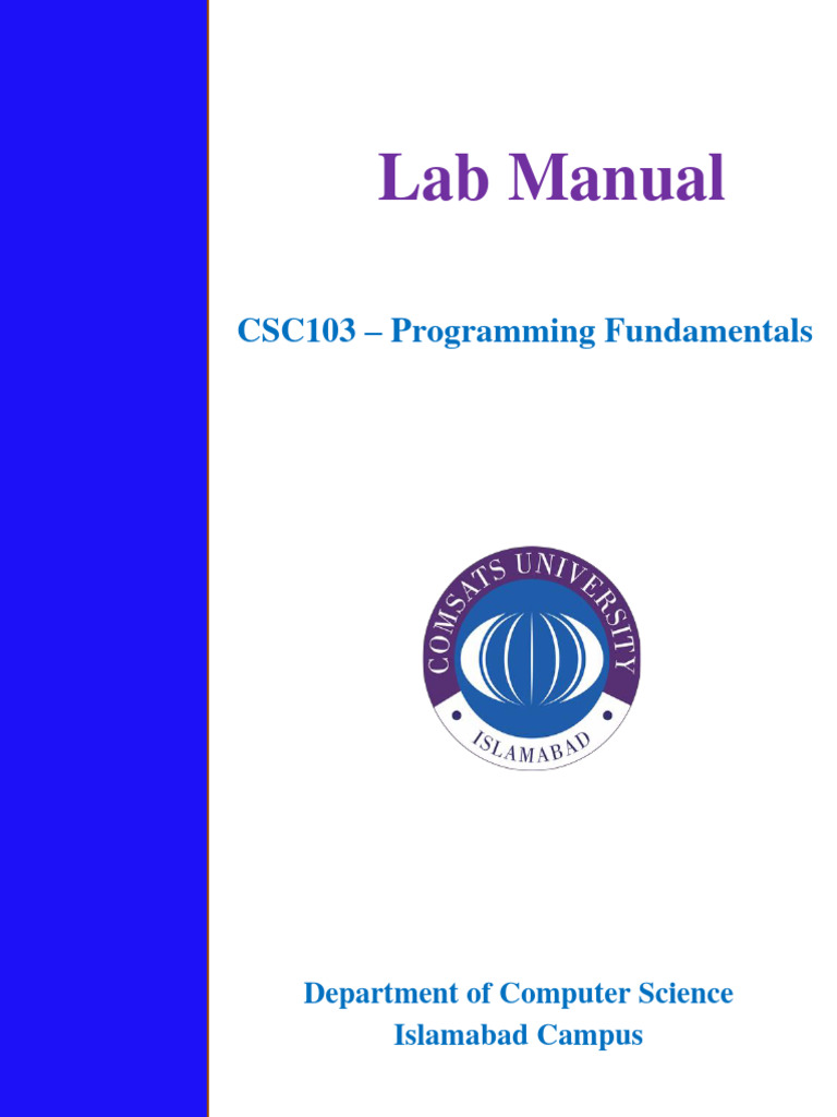Csc103 PF Lab Manual Sp22 v3.1 | PDF | Programming | Computer Program