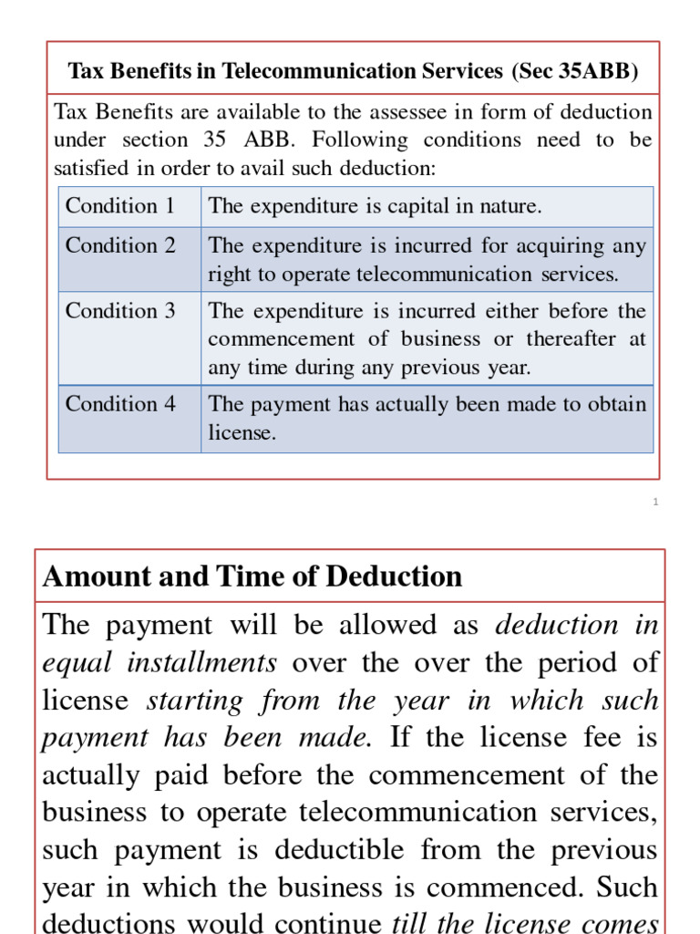 Tax Benefits Under Telecommunication Services | PDF | Business ...