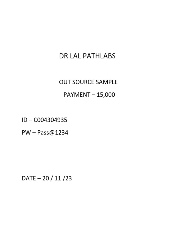 DR Lal Pathlabs PDF