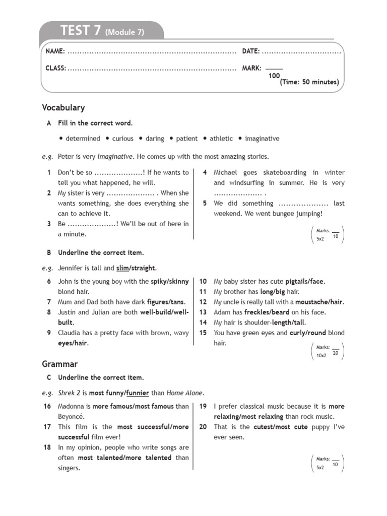 Module 7 Test: Vocabulary & Grammar | PDF | Leonardo Da Vinci