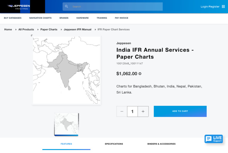 India IFR Annual Services - Paper Charts Jeppesen IFR Manual Paper ...