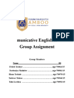 Communicative English II Group Assignment Answers