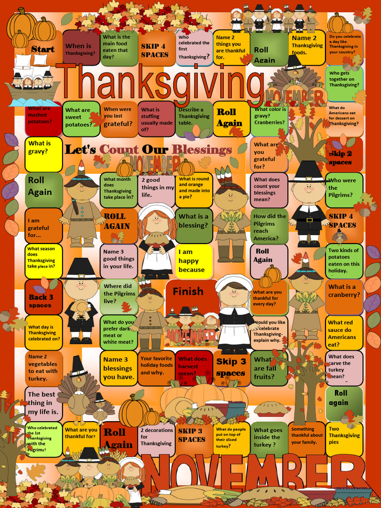 Thanksgiving gamecount your blessings boardgames fun activities pdf