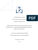 Análisis Comunicacional Sobre El Hábito Lector en Los Jóvenes de 19 A 22 Años